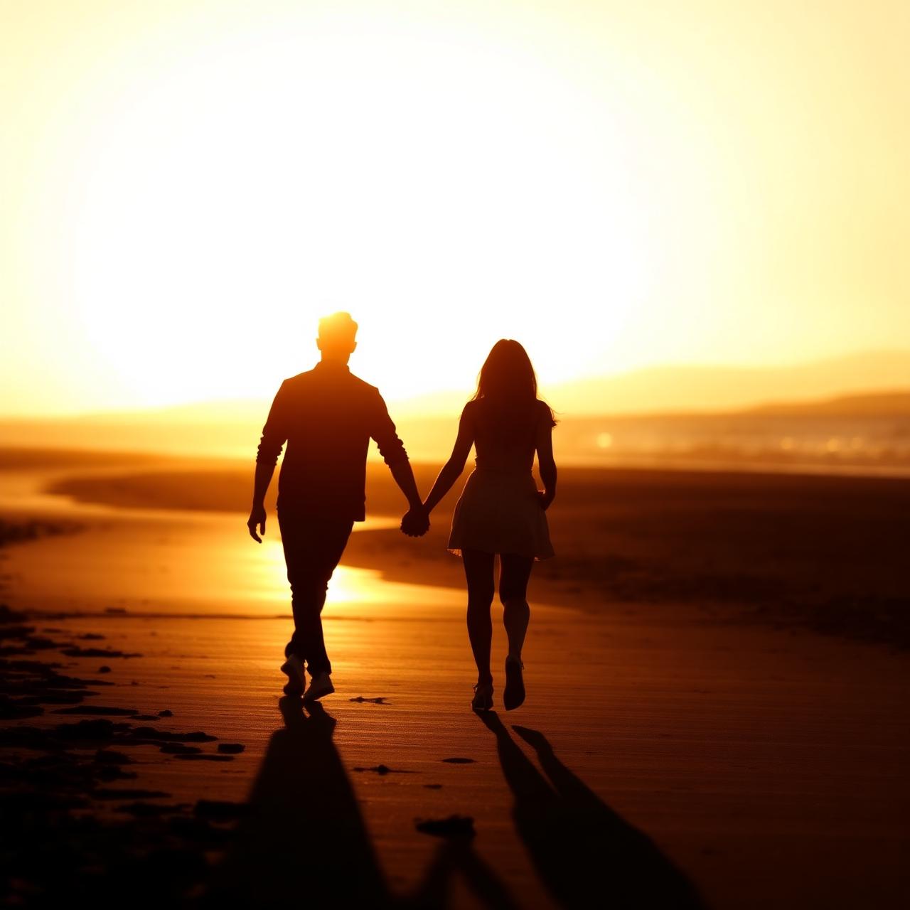 Couple silhouette at sunset